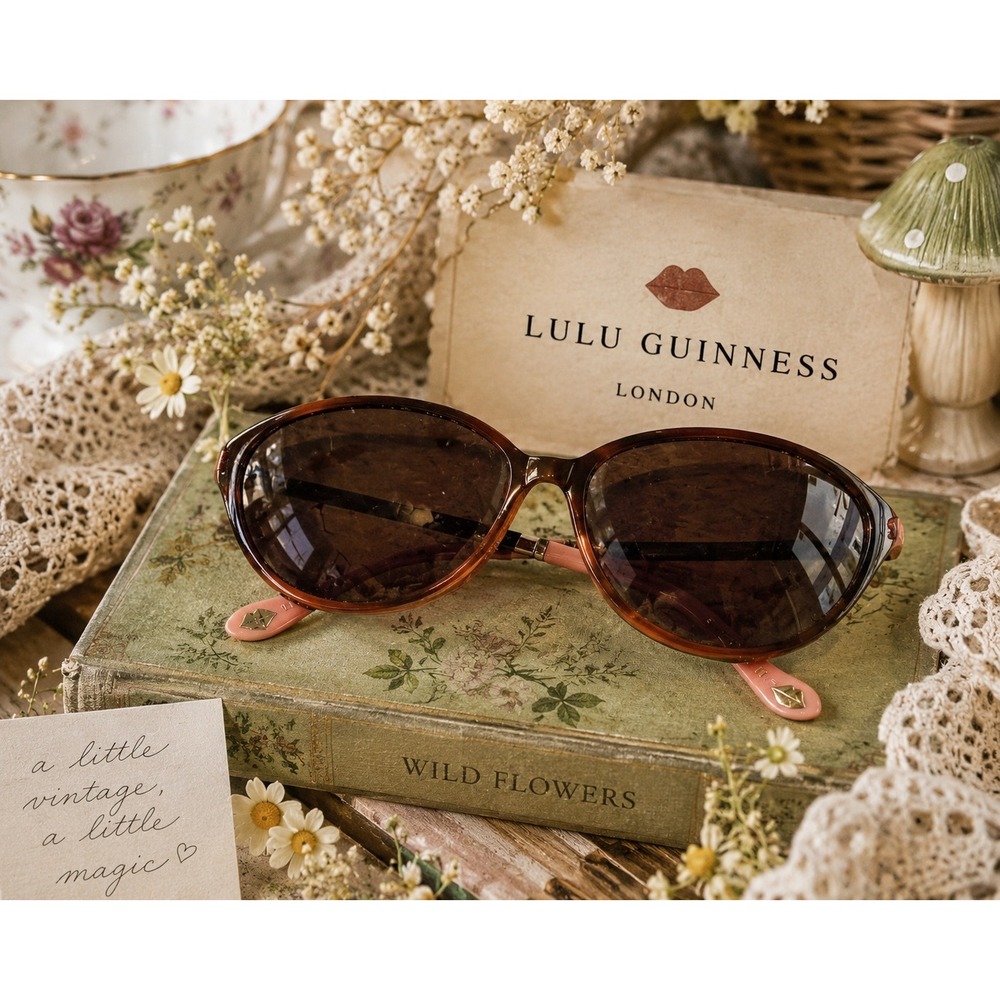 Lulu Guinness Sunglasses Cat Eye Tortoiseshell Pink Lip Motif Designer Whimsical